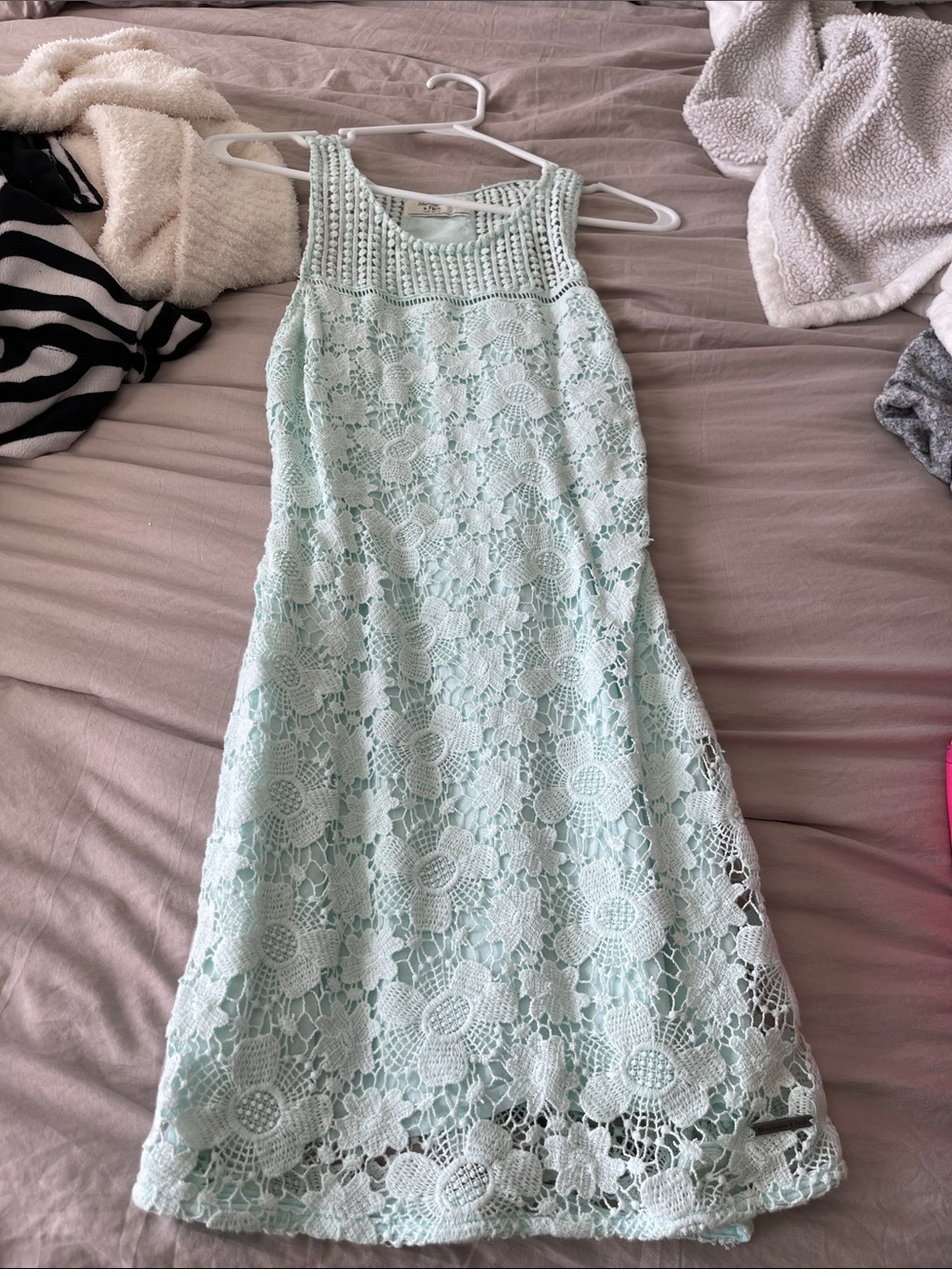 Abercrombie & Fitch Mint Crochet Midi Dress
